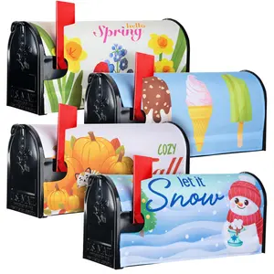Seasonal Mailbox Cover Set of 4 - Easy to Install Fall, Winter, Spring, Summer Mailbox Cover - Weather and UV-Resistant Mailbox Decor - Mailbox Magnetic Covers Fit for 18" x 21" Standard Mailbox - Set of 4