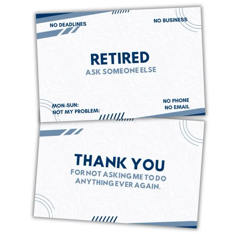 Retired Business Cards Funny Retirement Gift (Pack of 50) For Retired Men Women Coworkers Employees Boss Friend Colleague