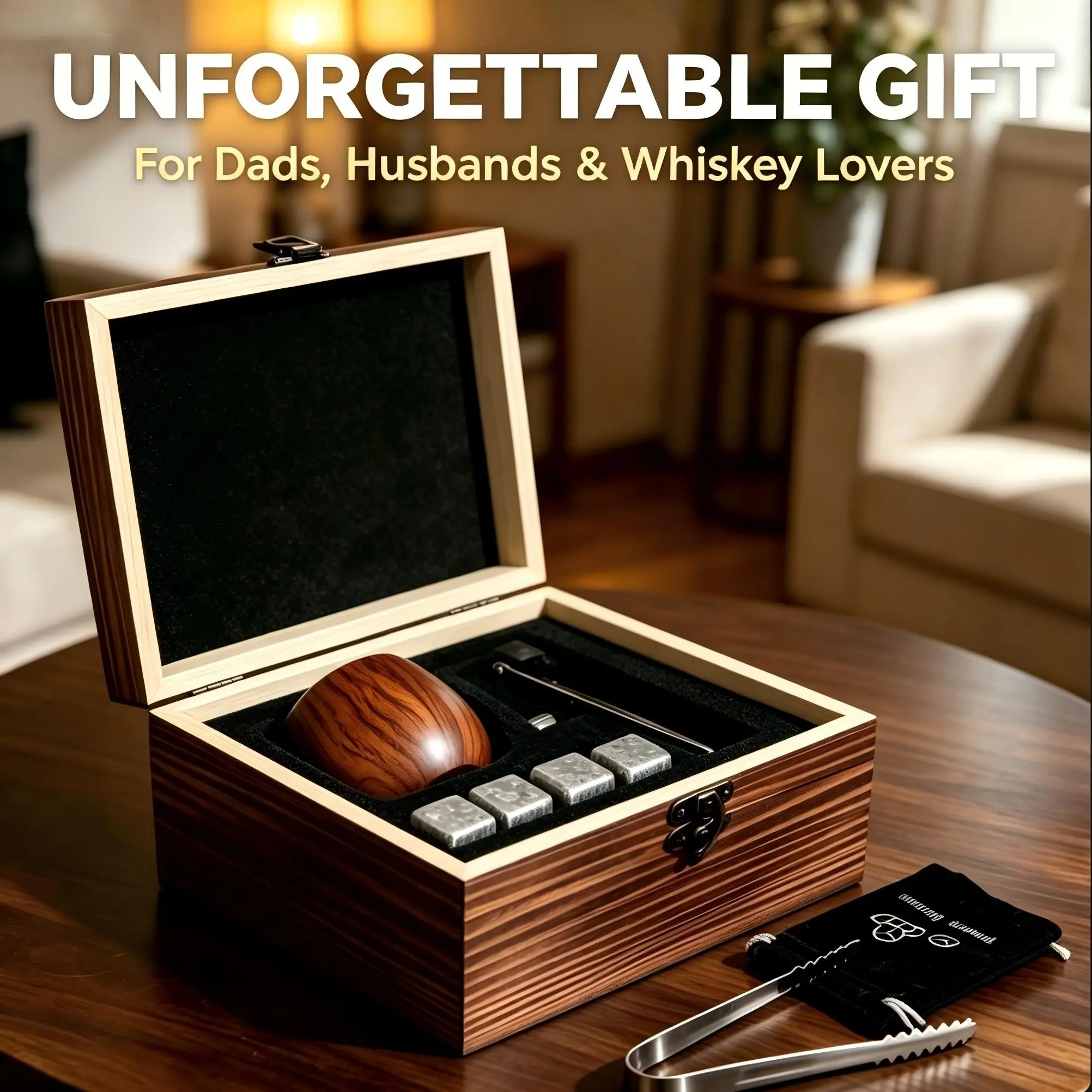 1-Piece Thick Wood Charred Bourbon Whiskey Cube Glass - Handcrafted Bar Utensil, Retirement Gift for Dad, Bar & Wine Accessory, One-Piece Classic Mugs Drinkware Indoor Steel Whisky Wooden