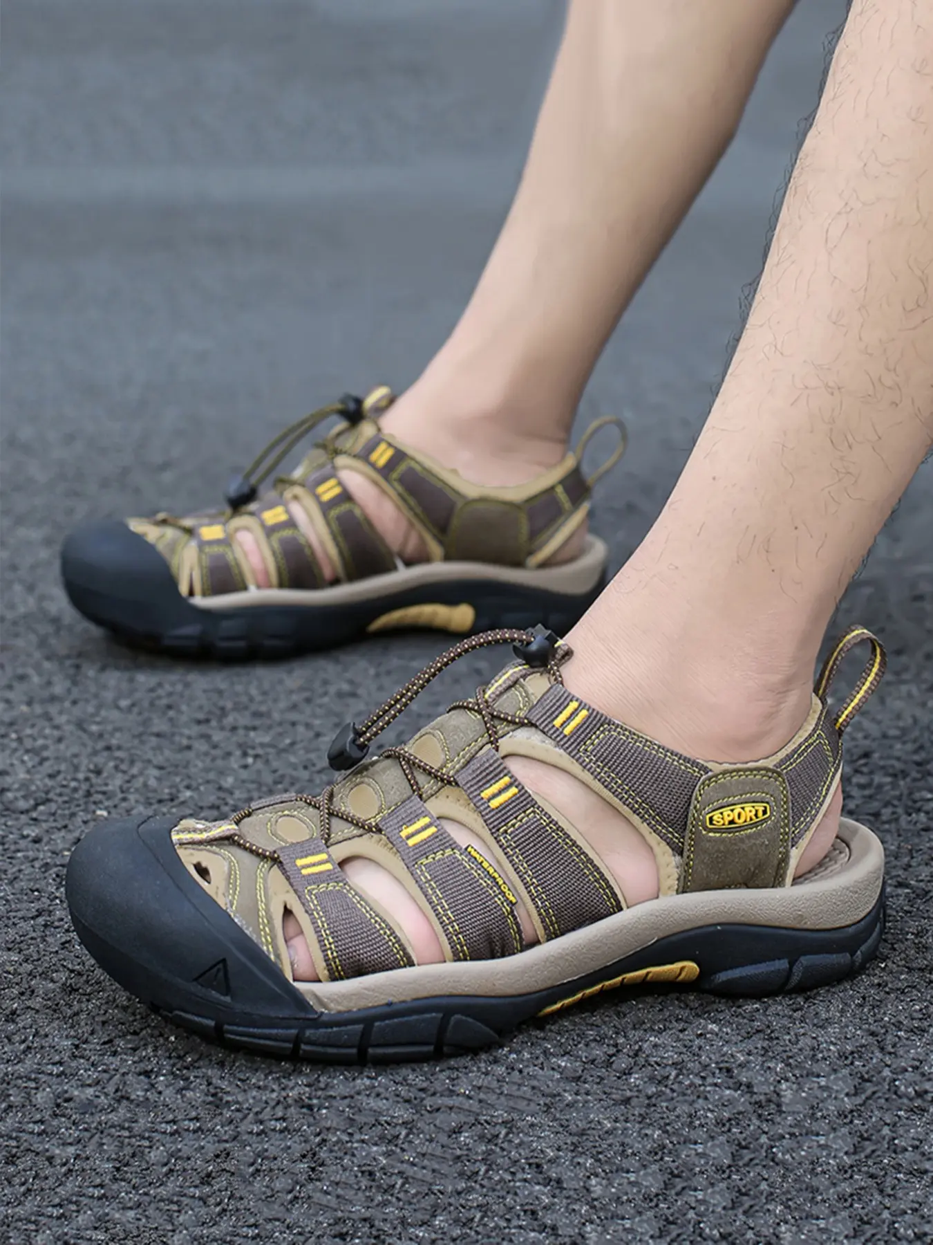 Men's Hiking Sandals, Sporty Beach Shoes, Summer Sandal, Outdoor Sports Sandals, Retro River Walking Boots, Closed-Toe Design, Lightweight Waterproof, Comfortable Durable, Trekking Sandals
