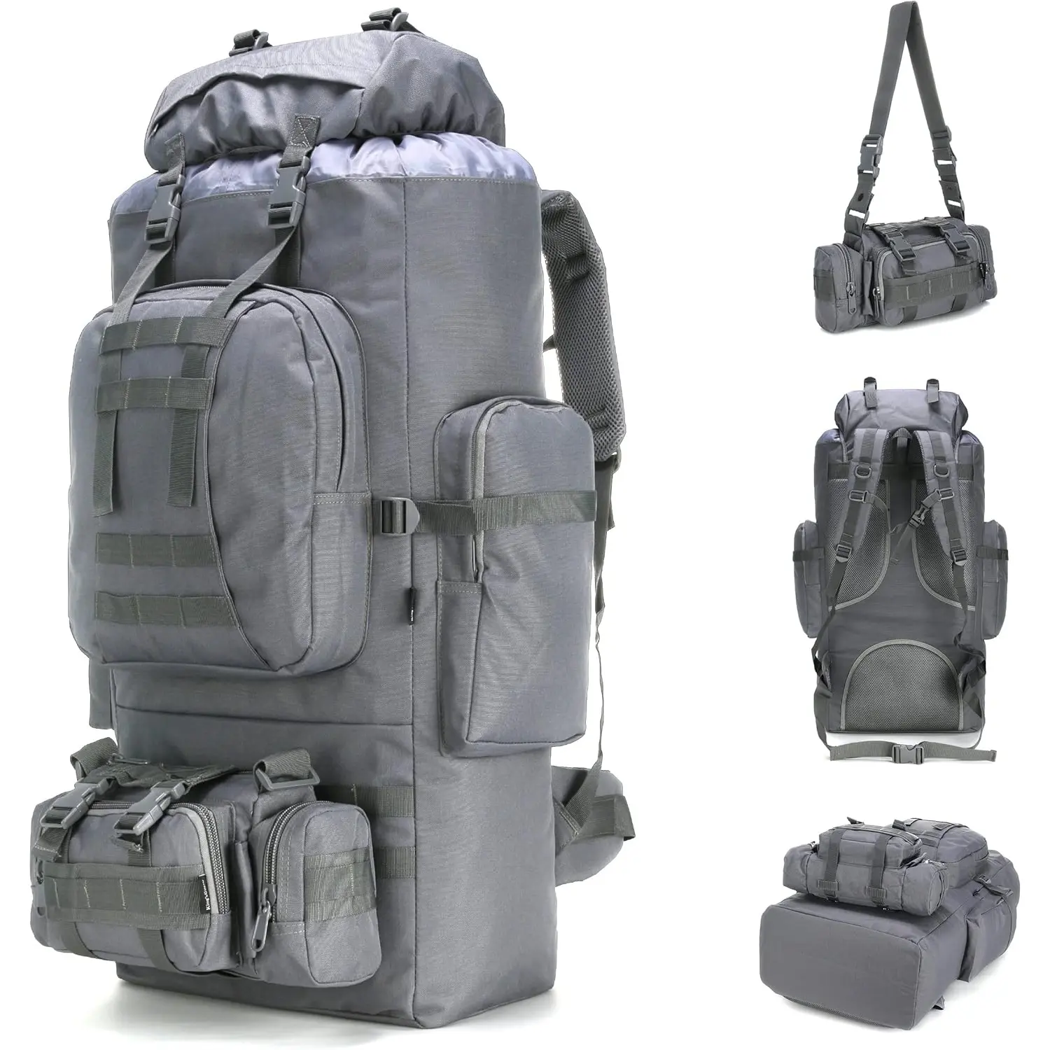 100L Durable Outdoor Hiking Backpack - Unisex 3D Foam Hiking Trekking Rucksack with Rain Cover, Zip Closure, Spacious Storage for Camping Travel, Sports