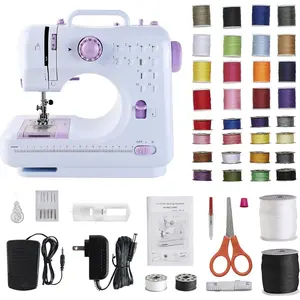Sewing Machine for Beginners & Kids, Mini Portable Sewing Machines with 12 Built-in Stitch Patterns, 2-Speed Foot Pedal, Perfect for Teaching Daughter Granddaughter to Sew(with 27 Pieces Sewing Kit)