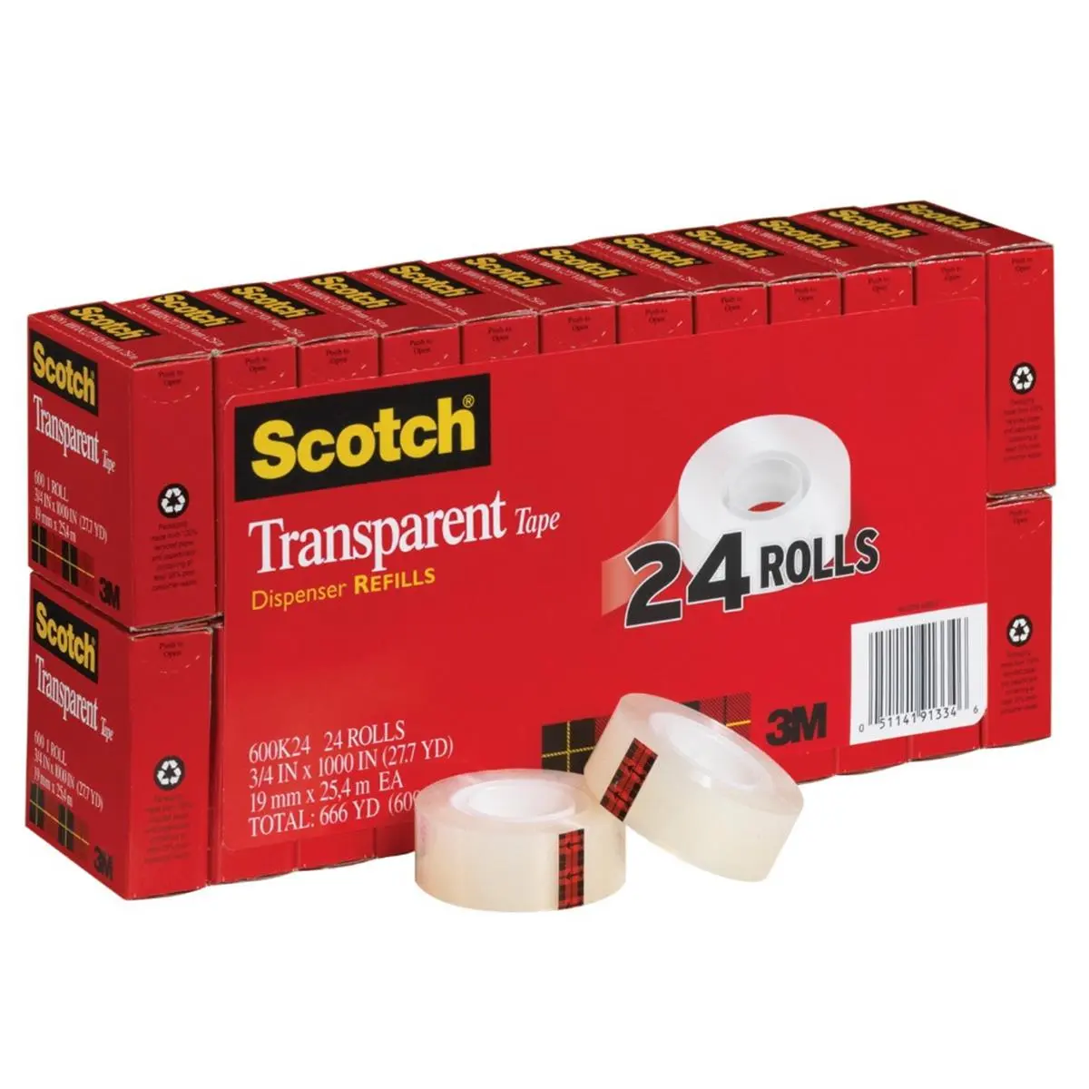 Scotch 600 Strong Adhesive Multi-Purpose Photo-Safe Self-Adhesive Tape - 1 in. Core, 24-Pack, for Scrapbooking, DIY Projects