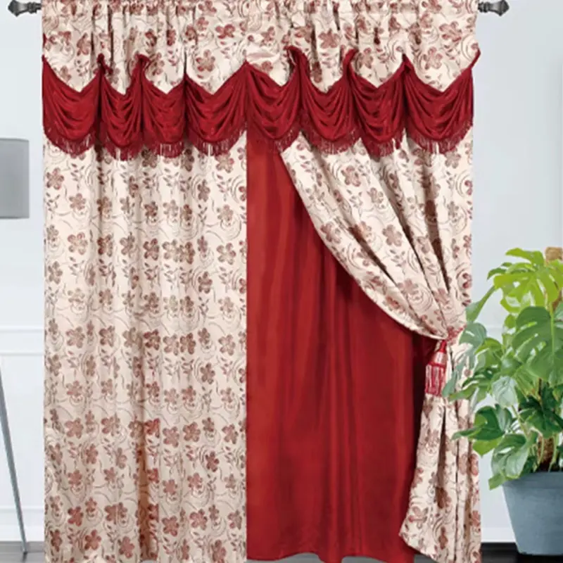 Luxury Artificial Fabric Floral Print Window Drapes Bedroom Set - 2 Panels (135*213cm) with Durable Weave, Wash Free, Valances for Windows, Home Decoration