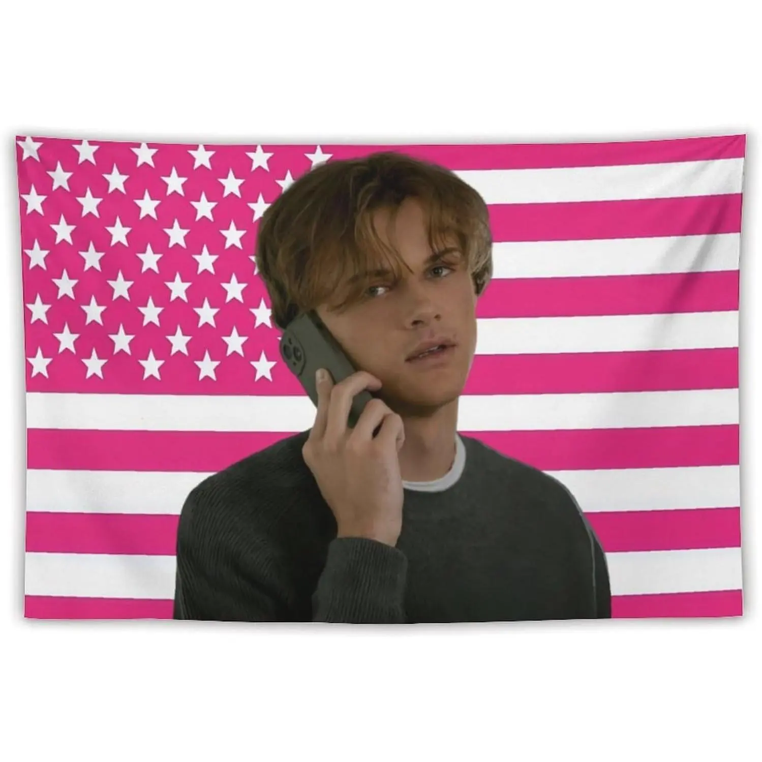 Conrad American Fisher Tapestry Pink Stars and Stripes Polyester Wall Flag,  Lightweight Decorative Hanging for Bedroom, Porch Home Decor Supplies bedroom decor leopard room decor stuff for your room cheap anime room decor cheap bedroom decor tapestry