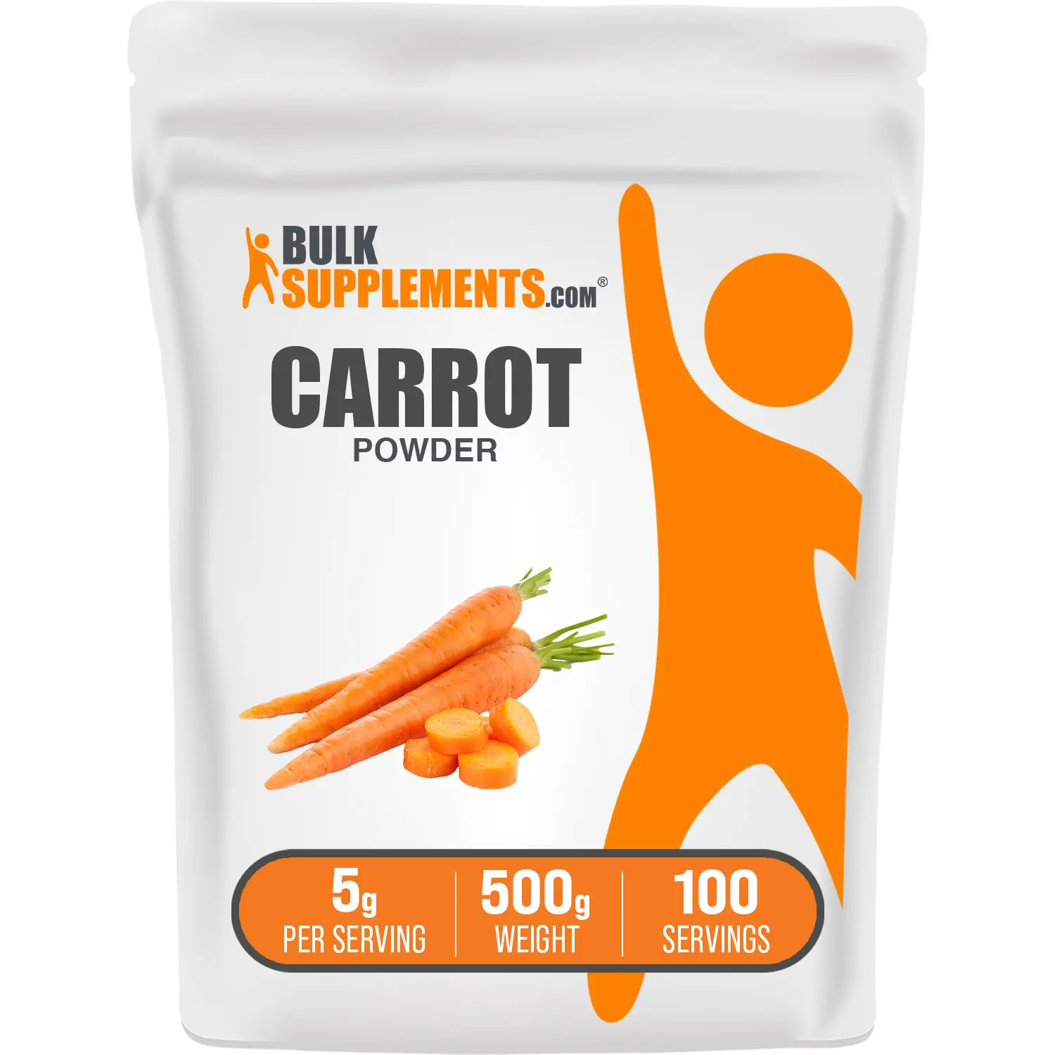 BulkSupplements All Natural Carrot Powder - Iron & Vitamin Infused Antioxidant Rich Supplement - Supports Eye Health, Healthy Skin - 500g, 5g per Serving