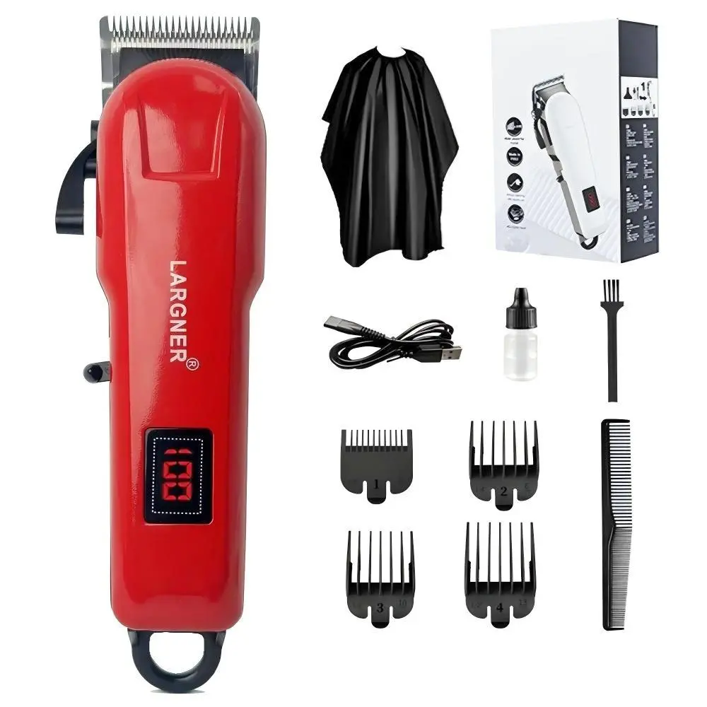 Largner Hair Clipper & Shaver Set with Ceramic Blade, 1200mah Wireless Rechargeable Battery, Includes 10 Men's Guides Combs, Ideal Gift