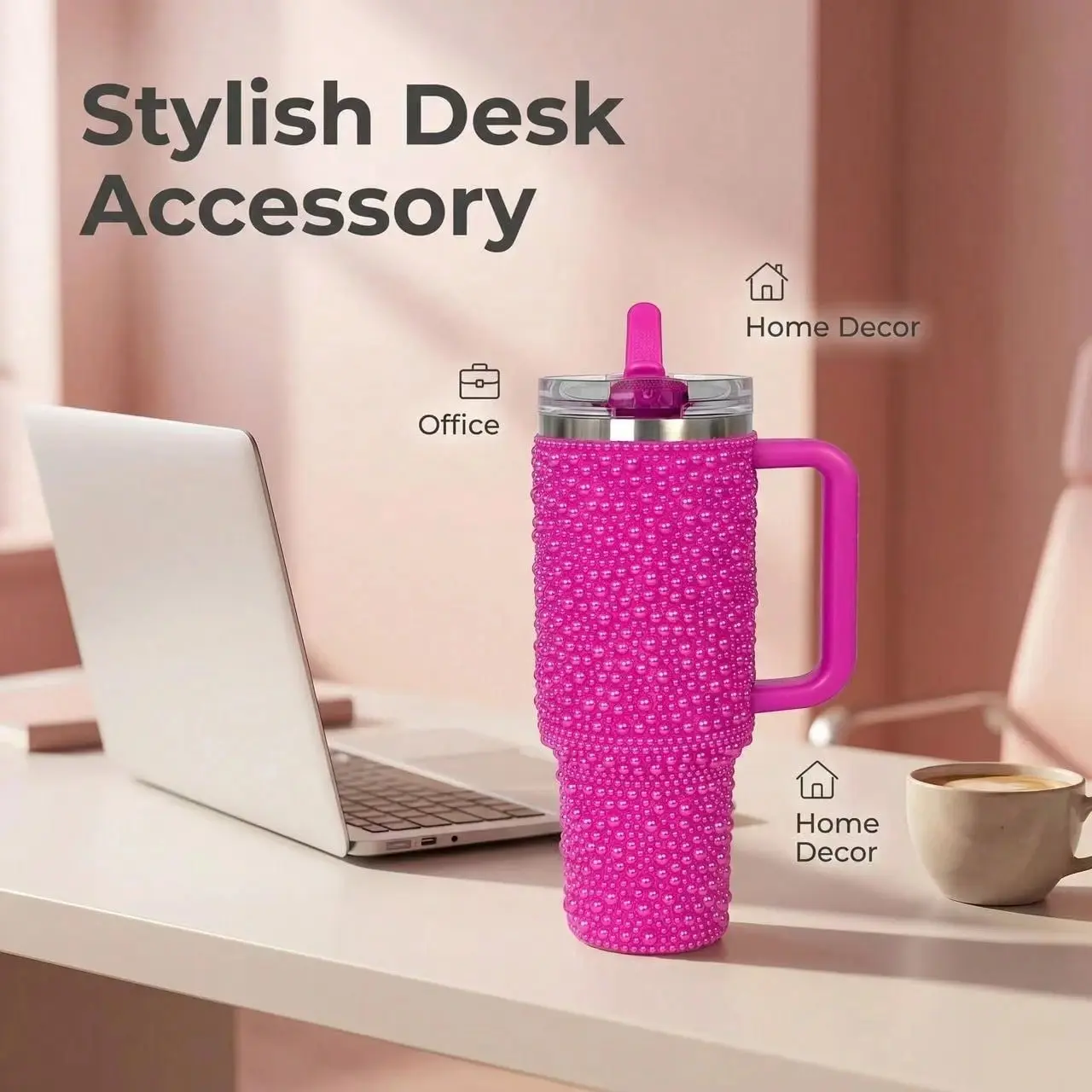 40oz Rhinestone Pearl Stainless Steel Tumbler, 24 Hours Cold Retention Double Wall Vacuum Insulated Cup, Leakproof Straw Lid, Fits Standard Car Cup Holders, Multi Color Bling Travel Water Bottle, Car Interior Accessory, Perfect Holiday Festival Gift