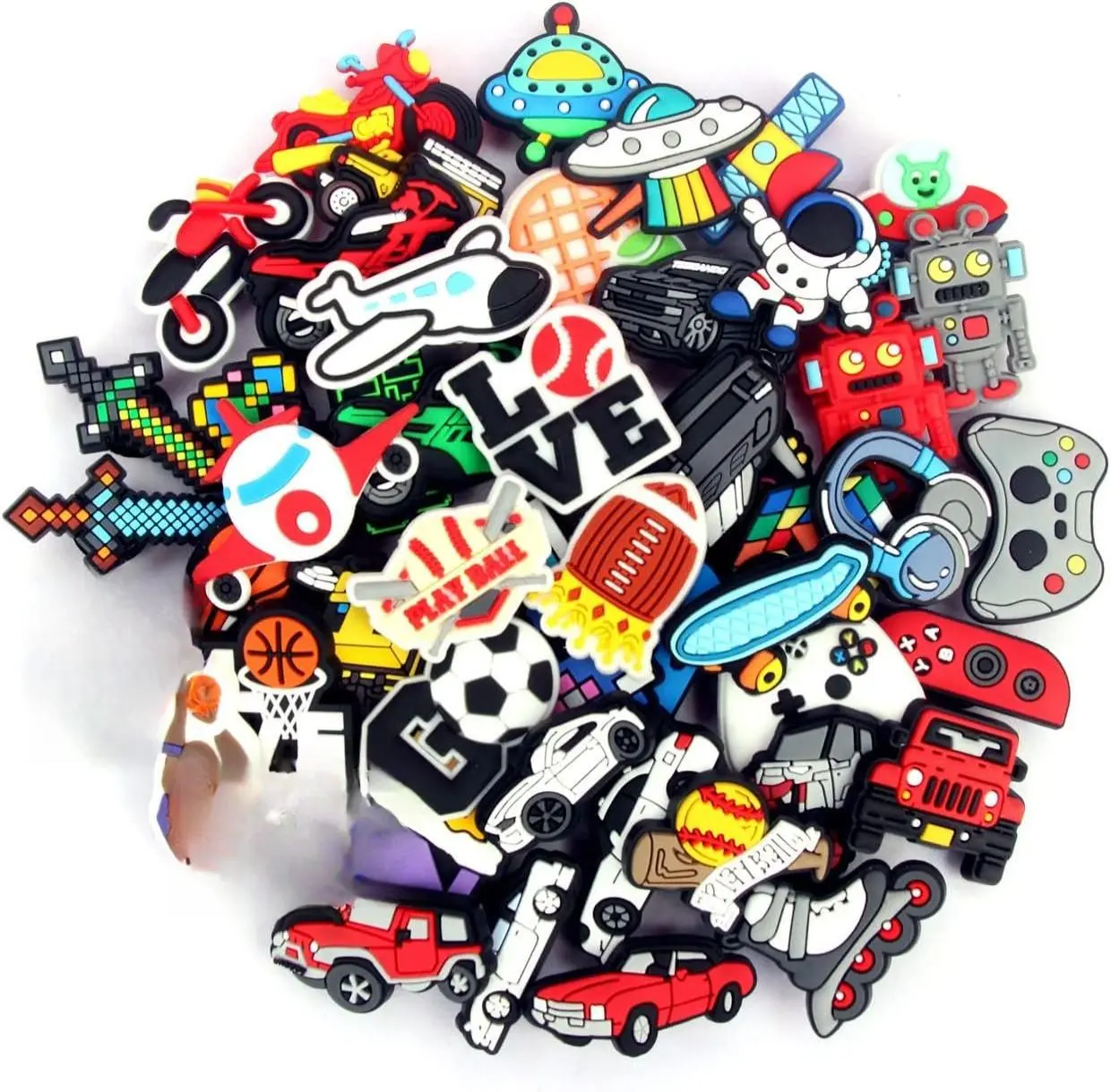 50/100Pcs Shoe Charms Pack – Fun Decorations for Clogs, Sandals, Bracelets & Wristbands | Perfect for Kids, Teens, Boys & Girls