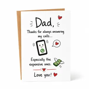 Funny Father's Day Card for Dad, Thanks For Always Answering My Calls Especially The Expensive Ones Card, Humorous Dad Joke Greeting Card, Father's Day Gift from Daughter or Son, Cute Dad Appreciation Card, Best Dad Ever Card.