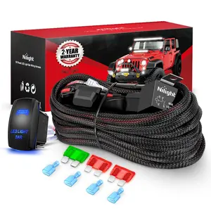 Nilight Wiring Harness Kit Nylon 12 AWG 2 Leads 12V 5Pin Rocker Switch Laser On Off Power Relay Blade Fuse for LED Light Bar Off Road Lights on Cars Jeep Boat Trucks Lighting Outdoor  dealsforyoudays