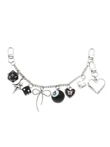 Classic Asymmetrical Dice Keychain Bag Charm Phone Strap Chain, Fashion Versatile Gift for Her, Cute Cartoon Pattern, Keychain for Bags