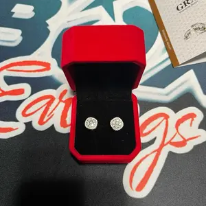 GRA Trap Box Earrings Pairs - Moissanite Earrings 100% Pass The Diamond Tester Independent, Custom Real Gold Lab Design, Made in USA