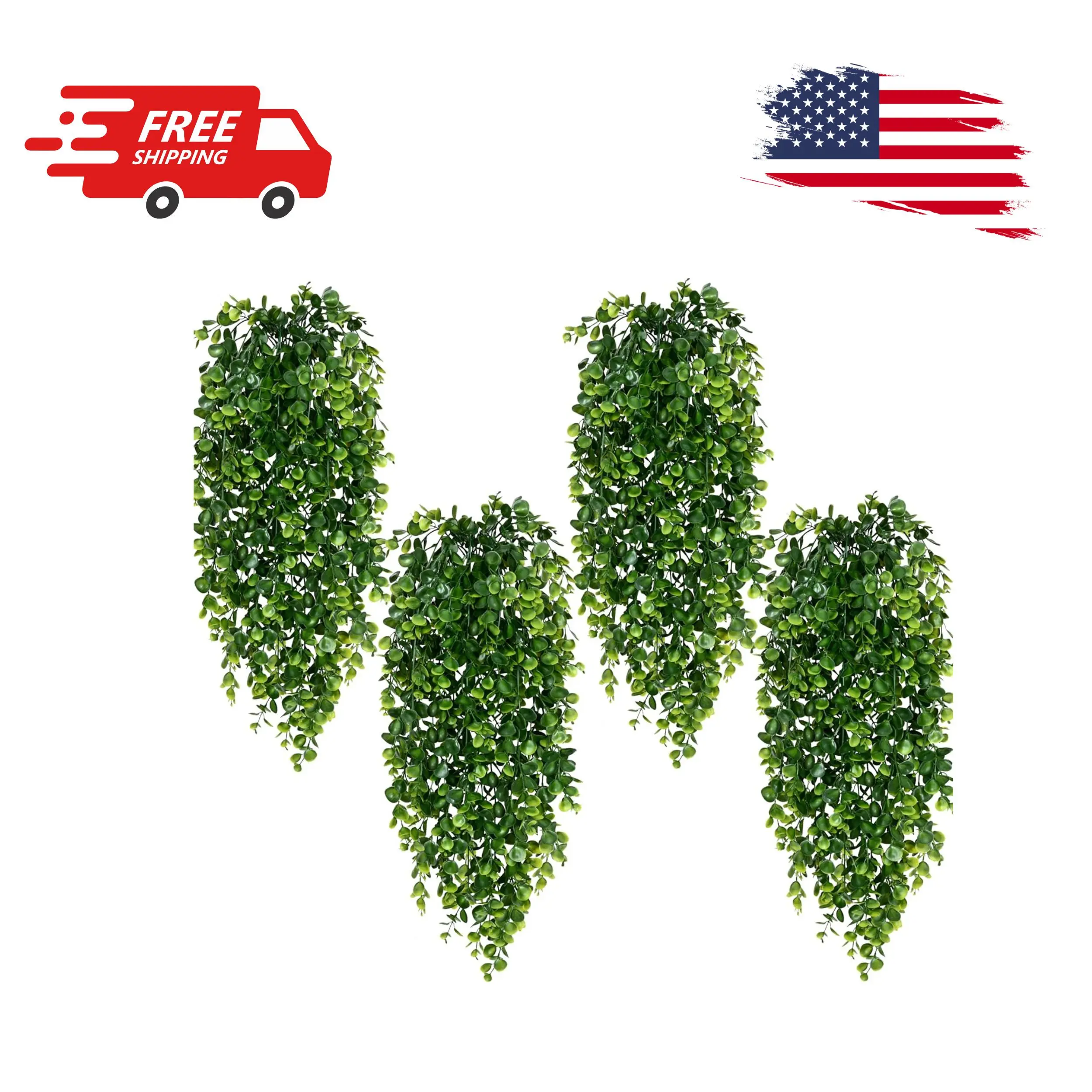 4Pcs Fake Hanging Plants 2.7ft Fake Plants Eucalyptus Leaves UV Resistant Fake