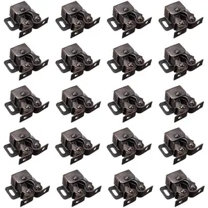 Cold Rolled Steel Cupboard Closet Cabinet Door Double Ball Roller Catch Latch 20 count (Bronze Tone)