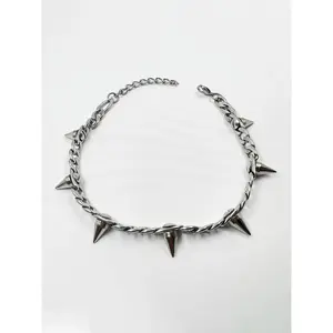 Punk Style Studded Choker Necklace | Stainless Steel Trendy Jewelry for Party & Daily Wear