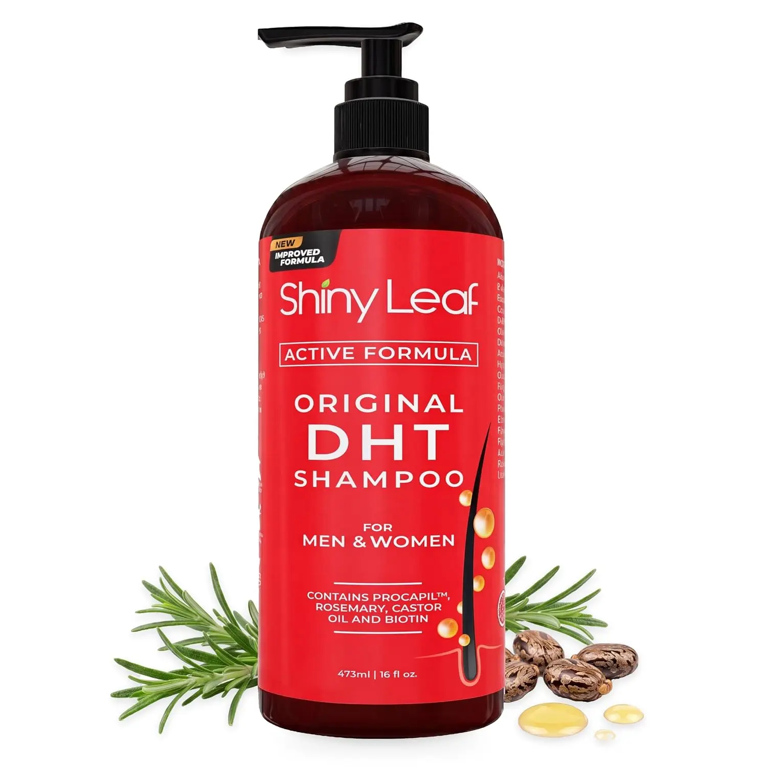 Shiny Leaf DHT Blocker Shampoo with Biotin & Rosemary - 16 oz 2-Pack Sulfate-Free Volumizing Formula with Procapil & Keratin for Thinning Hair