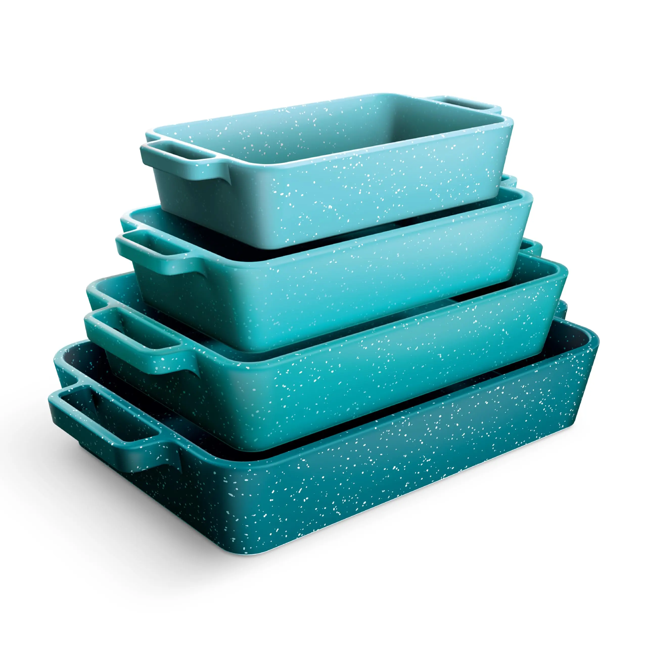 COOK WITH COLOR Ceramic Bakeware Set of 4, Porcelain Casserole Dishes for Oven, Rectangular Baking Dish Set with Handles, Oven Safe for Lasagna, Baking, Roasting & Serving
