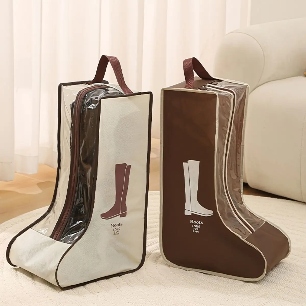 3 Pack Long Reusable Shoe and Boot Storage Bags, Tall Boot Dust Covers, High Top Shoe and Sneaker Organizer Bags, Portable Dustproof and Moisture Resistant Shoe Protector for Travel, Moving, Closet and Home Storage