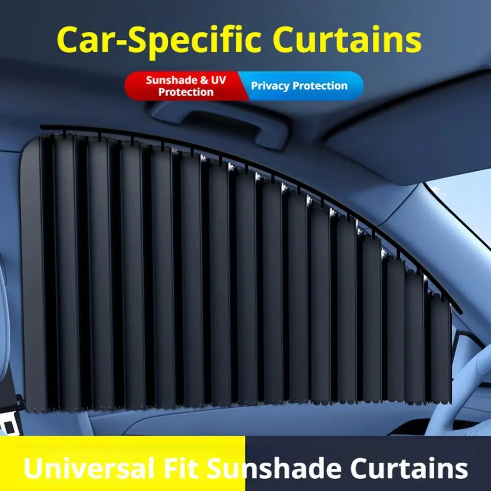 2/4Pcs Car Side Window Sun Shade, Automatic Telescopic Curtain, Foldable Heat Shield, UV Blocking Privacy for Sedan SUV