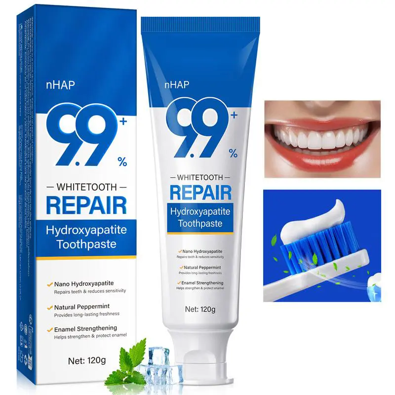 9.9% Hydroxyapatite Toothpaste 120g Single Item - Gentle Enamel Repair Oral Care with Niacinamide & Mint, Prevents Bad Breath, for Sensitive Teeth & Gum Toothpastes Daily Use, Enamel Repair Toothpastes