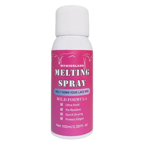 mywigsland Ultra Hold Lace Melting Spray (3.38 fl. oz/100ml) - Unisex Gentle Natural Hypoallergenic Scalp-Kind Skin-Friendly Formula, Easy Application, Edge Protection, Glueless Install, No Residue, Secure Bond for Lace Front Wigs/Bald Caps