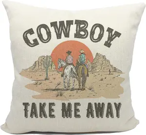 Mancheng-zi Western Throw Pillow Covers - Cowboy Pillow, Bedroom Decor, Gifts for Women & Men (20x20)
