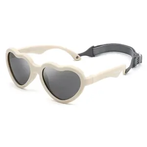 Meeloog Polarized Heart Sunglasses for Toddler with Strap, Waterproof Flexible Sun Glasses for Age 0-4 Girls Boys  ST0096