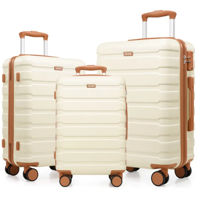 Miusse 3 Piece Luggage Set, Unisex Synthetic Hardshell Suitcases with 4-Wheel Spinners and TSA Lock for Travel, Luggage Sets, 3 Piece Set