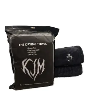 KJM Luxury Drying Towel - Streak-Free, 1300GSM Microfiber, 24x36 Inches, Efficient Car Towel for Paint Safe Drying Absorbent Detailing Cloth