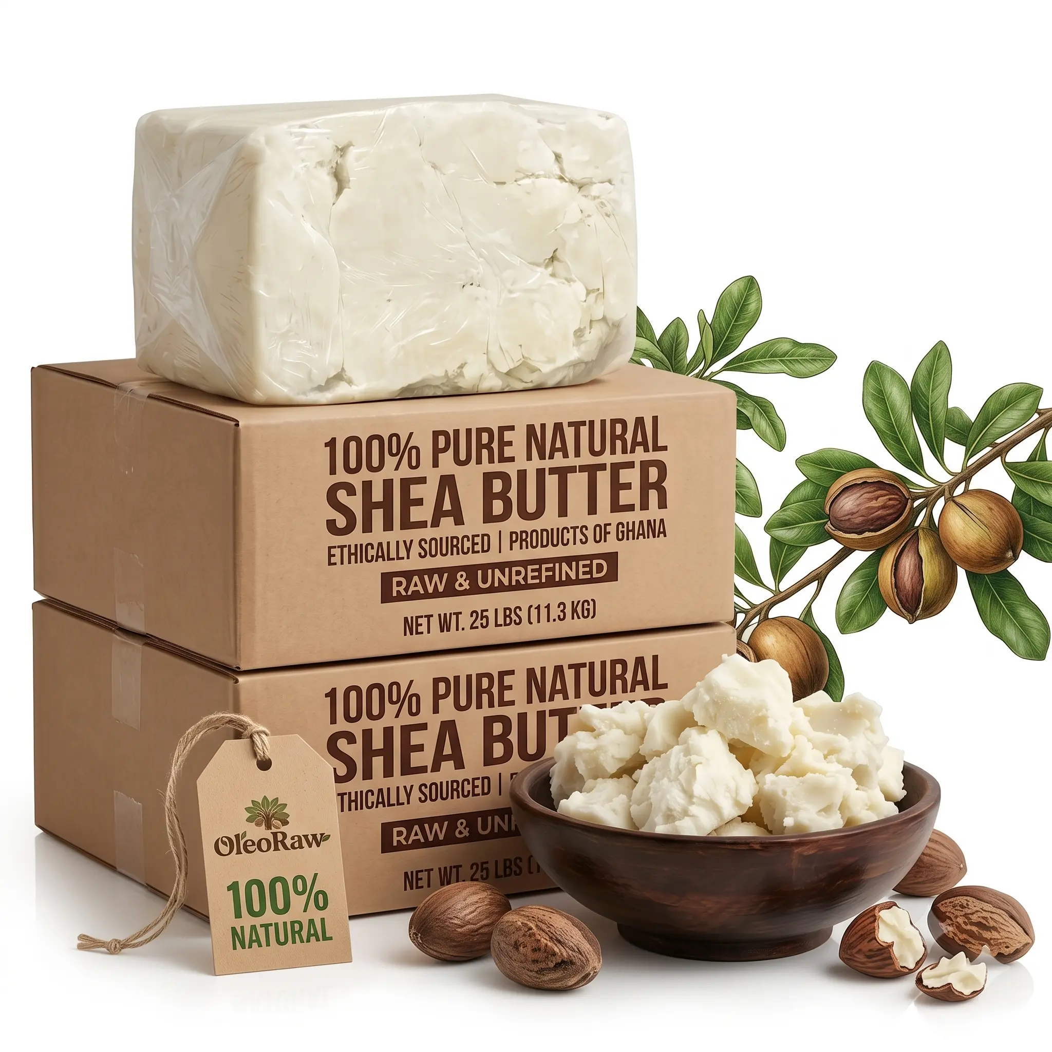 100% Pure Raw African Shea Butter - Unrefined Body Butter, Hydrating Moisturizer for Dry Skin, Vegan Hair Care & Skin Repair from Ghana