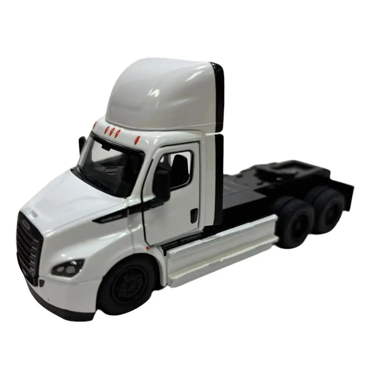 KINSMART 1:62 Scale White Freightliner Cascadia Diecast Model Truck with Openable Doors & Pull Back Action Officially Licensed Product 5 Inches Long