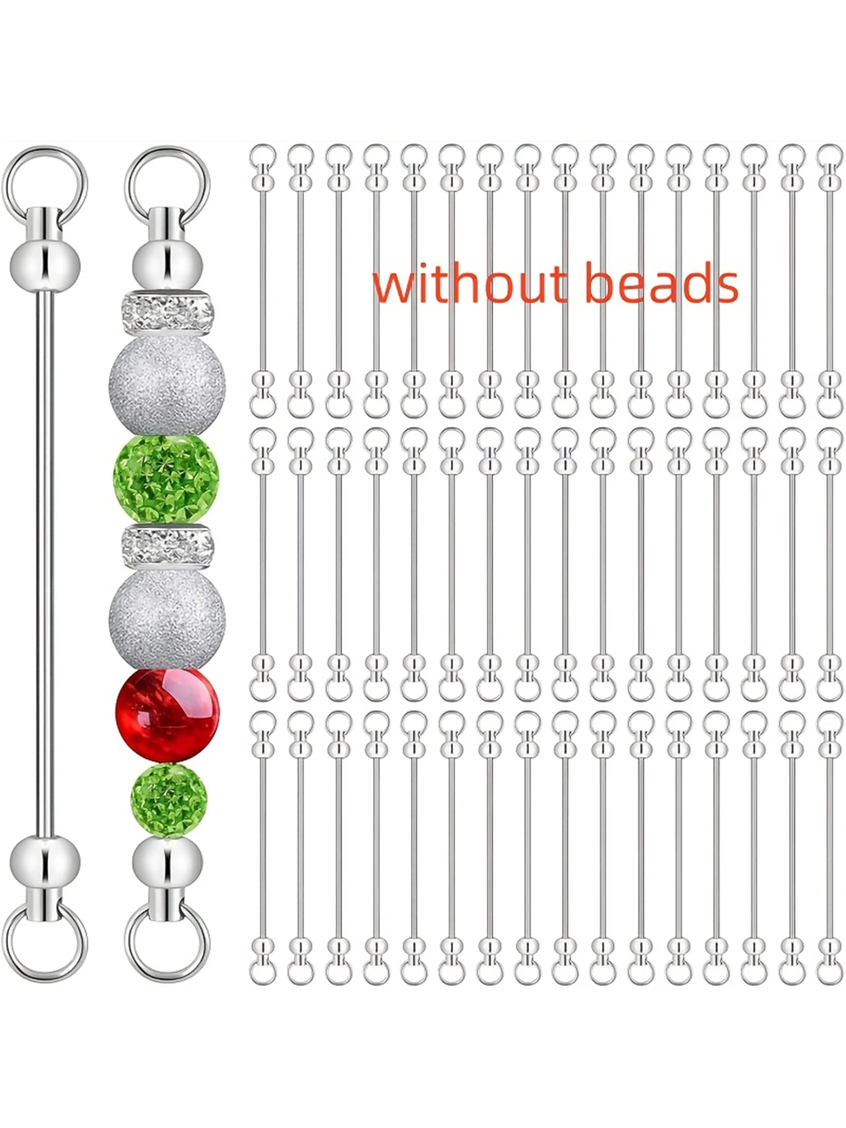 50pcs Blank Beaded Keychains for Women, DIY Keychain Accessories, Craft Supplies for Handmade Projects, No Beads Included, Keyring, Metal Keychains