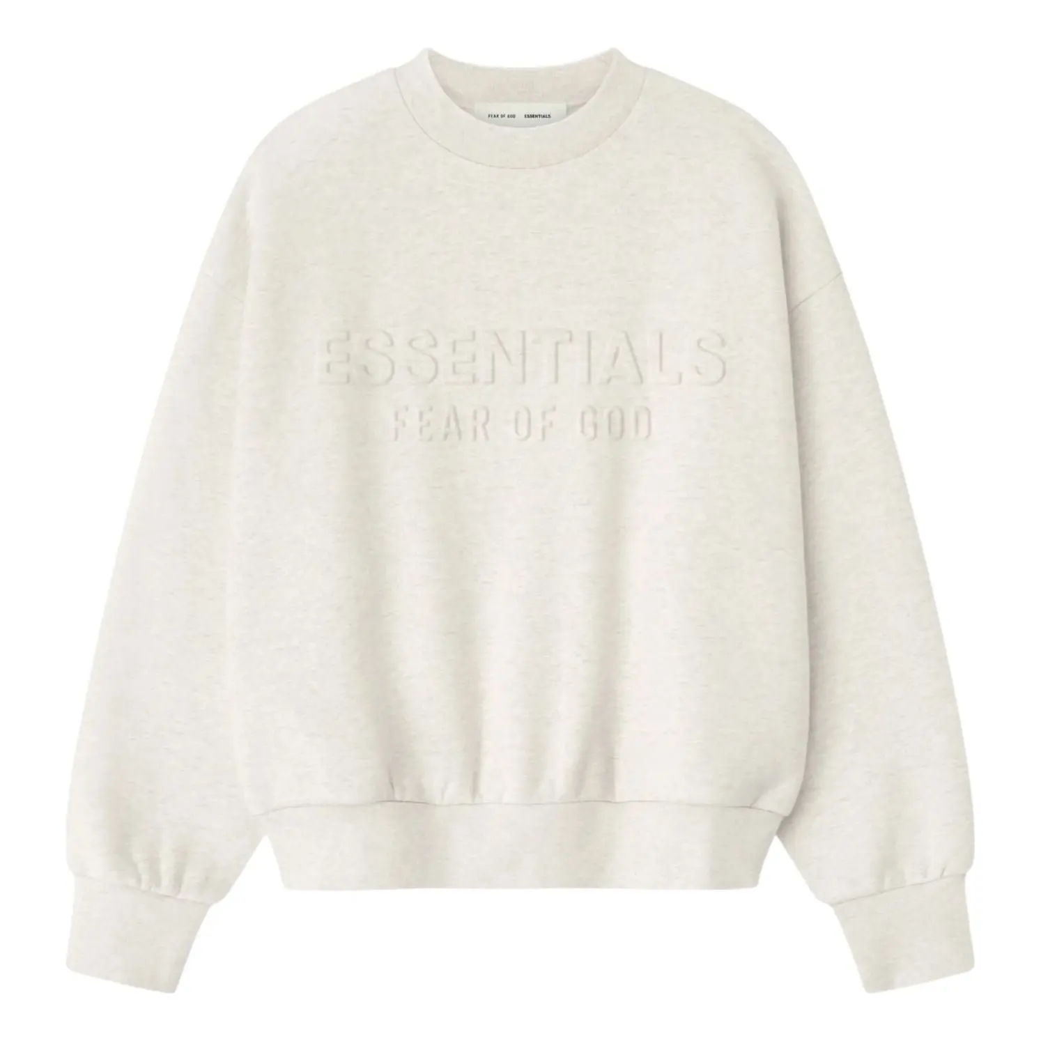 Fear of God Essentials Embossed Classic Crewneck Sweatshirt 'Oatmeal Heather' 192HO256552F Fear of God Essentials Embossed Classic Crewneck Sweatshirt 'Oatmeal Heather' 192HO256552F
