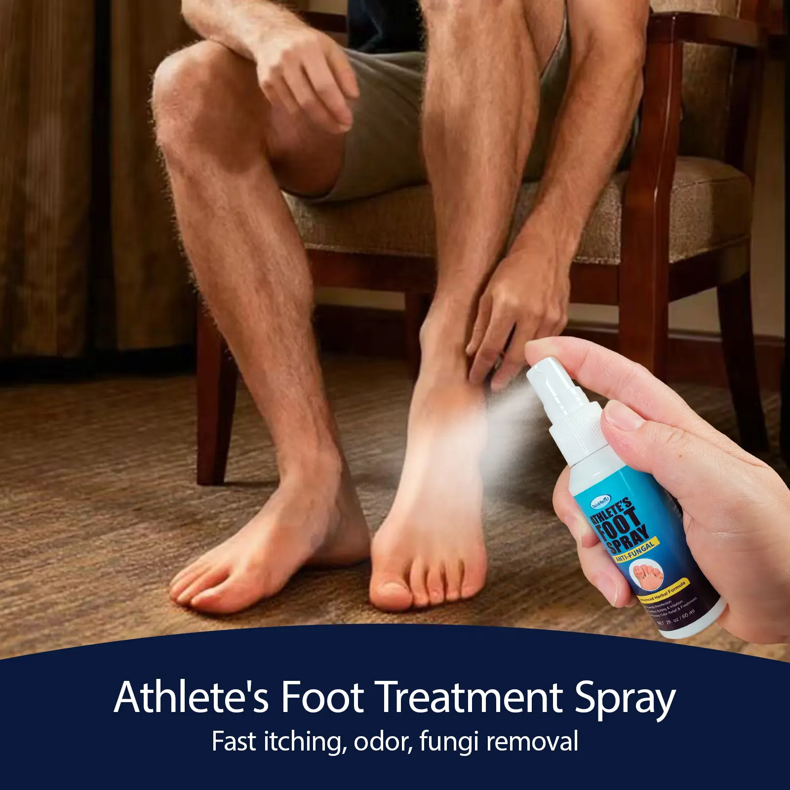 Antifungal Athletes' Foot Spray - Gentle, Soothing Herbal Formula for Fast Relief from Itching, Burning, Odor & Effective Therapy