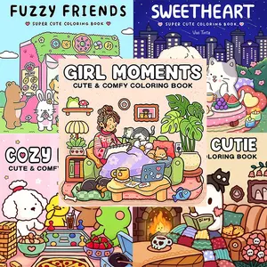 5-Piece Coloring Set:GIRL MOMENTS&FUZZY FRIENDS&SPOOKY CUTIE&SWEETHEART&COZY FRIENDS,Charming Coloring Book for Adults and Teens Featuring Illustrations