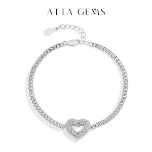 Heart design Synthetic Moissanite Tennis Bracelet D VVS1 Birthday Party Gift Beautiful Jewelry B017