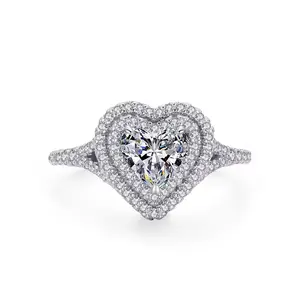 Trendolla heart-shaped cutting ring for women, adjustable ring, cubic zirconia ring, commitment ring for women, engagement ring, wedding anniversary and Valentine's Day gift