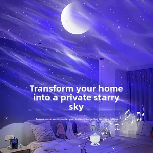 Mini Starry Sky Aurora Galaxy Projector Night Light Lighted Display Speaker with Bluetooth, Timer, Remote Control, and Smartphone Audio Compatibility, Lighted Display Speakers