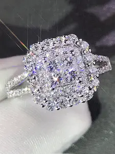 1 PC Fashion Cubic Zirconia Ring Sparkling Zircon Inlay For Women Wedding Engagement Valentine's Day Gift Artificial Zircon Rings