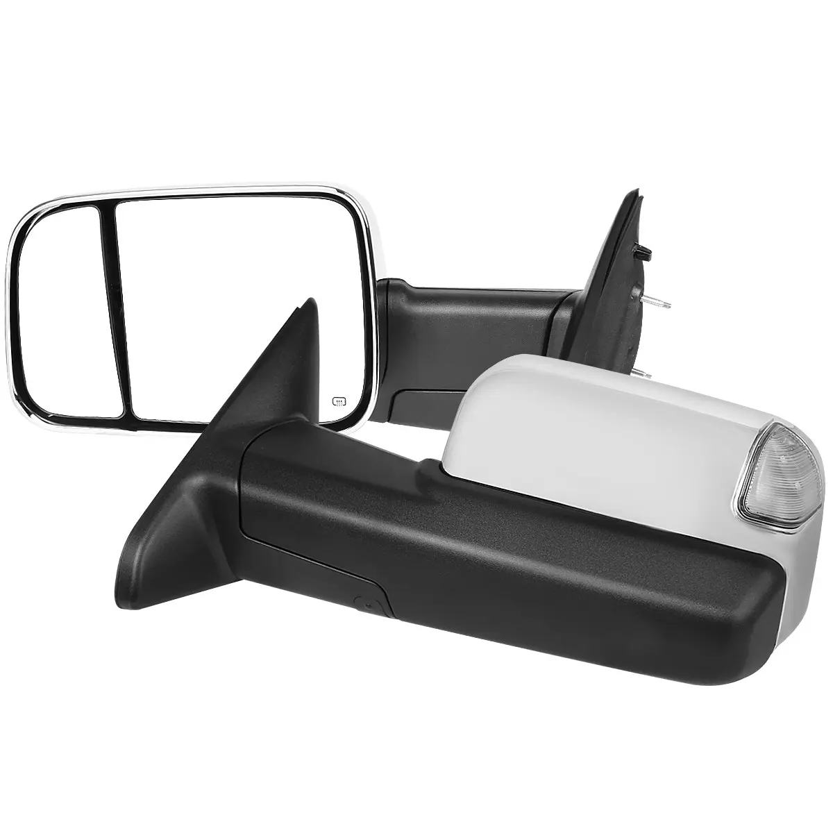 2013-2017 RAM 1500/2500/3500 Power Adjustable, Auto-Fold, Heated, & Manual Extendable Chrome Towing Mirrors w/ LED Turn Signal & Puddle Lights
