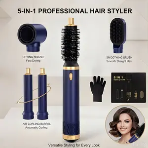 Multifunctional 5-In-1 Hair Styler, Automatic Curl/straight System, Smooth Shine, Quick Dry, Ceramic Coating, Salon Professional Blow Dryer, Heated Curler, Hair Straightening