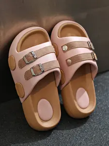 Women's Casual PU Leather Slippers, Patchwork Eva Sole, Less Than Ankle Height, Indoor Outdoor Use, Comfortable and Stylish Footwear