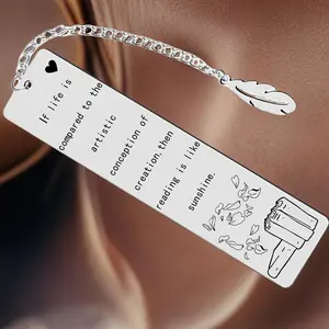 Stainless Steel Bookmark with Leaf Chain, 1 Count Elegant Bookmark, Perfect Gift for Book Lovers, Teachers and Special Occasions