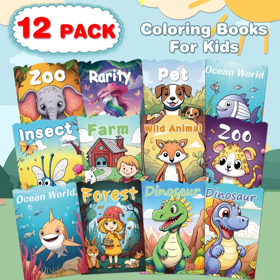 Kids Coloring Books Set - Educational & Engaging Coloring Activity for Preschoolers, Colorful Animal Artwork, Reusable Coloring Book, Perfect Gifts for Birthdays, Parties, Craft for Young Artists, Wild Animal, Art Crafting Kit