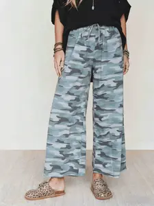 Women's Camouflage Wide Leg Pants, Casual Western Style, Spring/summer Everyday Basic, Perfect for Daily Wear and Commute