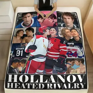 Hollanov Heated Rivalry Characters Blanket,  Ilya Rozanov #81 and Shane Hollander #24 Enemies To Lovers Romance Soft Flannel Throw for Home, Office, Camping, Sofa and Bed, Gift for Fans