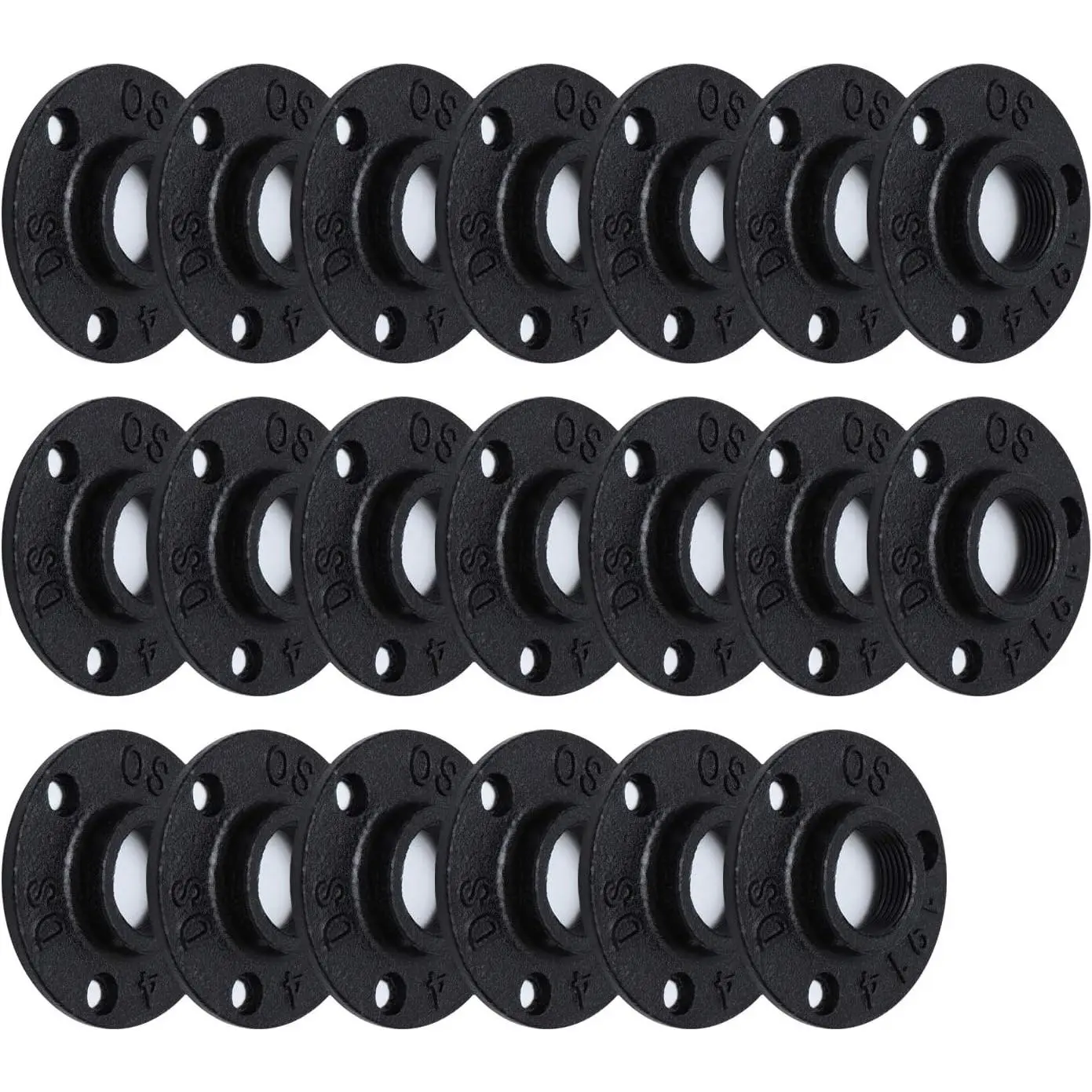 3/4" Antirust Black Painted Floor Flange, Malleable iron Pipe Fittings for Industrial  style, Flanges with Threaded Hole for DIY Project/Furniture/Shelving Decoration (20, 3/4")