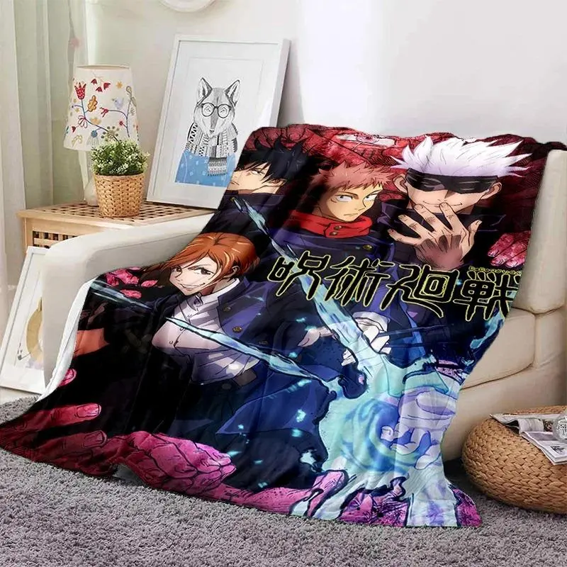 Jujutsu Kaisen Itadori Yuji Sukuna Style Flannel Blanket - Ultra Soft, 3D Printed, Cozy Warm Soft Lightweight Blanket for Anime Fans, Bedroom Couch Home Decor, Birthday Christmas Gift, Flannel Blankets