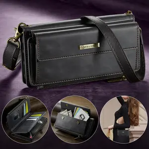 Multifunctional Protective Zipper Phone Case Cover with Protection, Long Strap & Short Hand Strap, Multi Card Slots Wallet Pocket Phone Case, Phone Accessories for Smartphone Samsung Galaxy S25 24 23 22 Ultra Plus, Screen Protector
